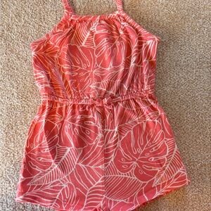 Old Navy Coral Leaf Print Kids Romper